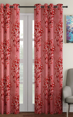 Fashion String 213 cm (7 ft) Polyester Semi Transparent Door Curtain Single Curtain(Floral, Maroon)