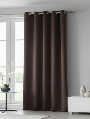 Home Sizzler 153 cm (5 ft) Window Polyester Semi Transparent Curtain Single Curtain(Brown, Solid)