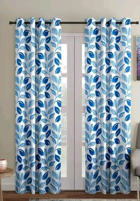 RD 274 cm (9 ft) Long Door Polyester Room Darkening Curtain Single Curtain(Blue, Floral)