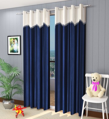DAKSH 152 cm (5 ft) Polyester Room Darkening Window Curtain (Pack Of 2)(Floral, Aqua)