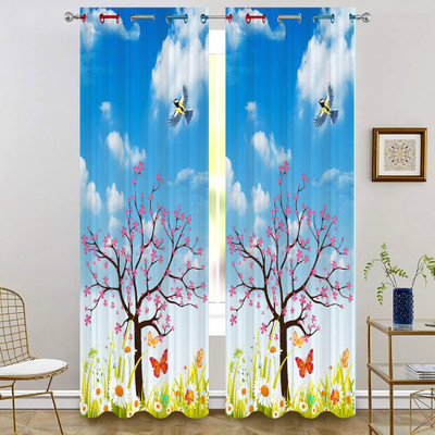 nobel fab 154 cm (5 ft) Window Polyester Room Darkening Curtain Single Curtain(Pink, Floral)