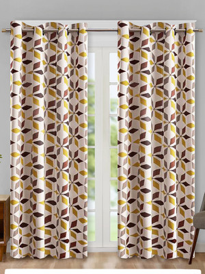 Good Homes 213 cm (7 ft) Door Polyester Semi Transparent Curtain (Pack Of 2)(Brown, Printed)