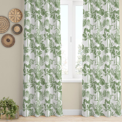 Tranquebar Curtain Co. 152 cm (5 ft) Window Cotton Room Darkening Curtain (Pack Of 2)(Green, Printed)