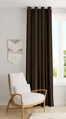 Kanodia Poly Fab 213 cm (7 ft) Polyester Room Darkening Door Curtain Single Curtain(Solid, Brown)