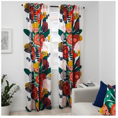 SJV 154 cm (5 ft) Polyester Room Darkening Window Curtain (Pack Of 2)(Floral, Multicolor)