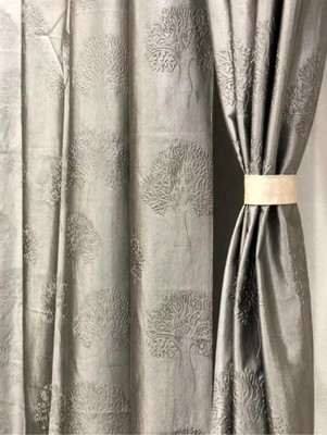 UDAYGIRI 213 cm (7 ft) Door Polyester Room Darkening Curtain (Pack Of 2)(Grey, Self Design)