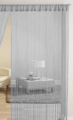 Handloomwala 213 cm (7 ft) Polyester Transparent Door Curtain Single Curtain(Solid, Grey)