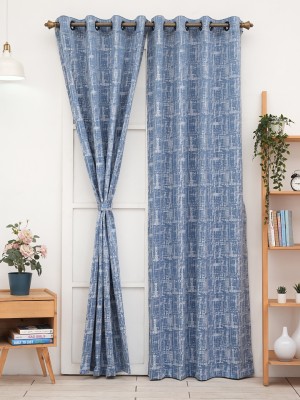 Ariana 215 cm (7 ft) Polyester Semi Transparent Long Door Curtain Single Curtain(Abstract, Blue)