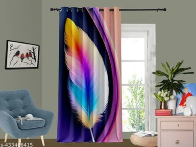 Shivay decor 154 cm (5 ft) Window Polyester Room Darkening Curtain Single Curtain(White, Printed)