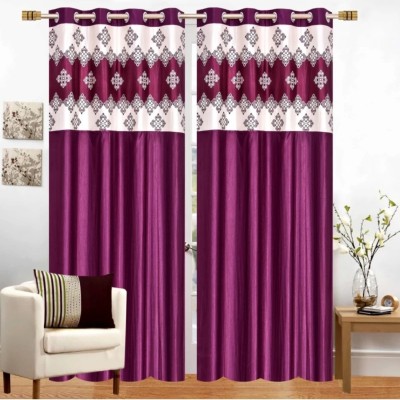 DTODEXPRESS 152.4 cm (5 ft) Polyester Semi Transparent Window Curtain (Pack Of 2)(Abstract, Wine)