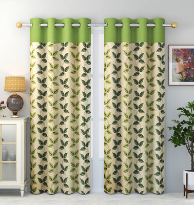 KALASHREEHOMZ 213 cm (7 ft) Door Polyester Room Darkening Curtain (Pack Of 2)(Brown, Green, Printed)