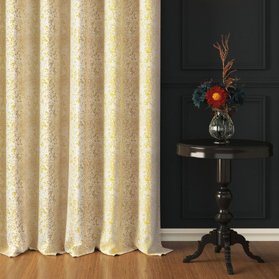 Story@home 152 cm (5 ft) Window Polyester Blackout Curtain Single Curtain(Off White,Golden, Printed)