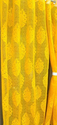 REHAAN 214 cm (7 ft) Polyester Semi Transparent Door Curtain (Pack Of 2)(Floral, Yellow)