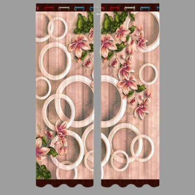 VSD 274 cm (9 ft) Polyester Room Darkening Long Door Curtain (Pack Of 2)(Floral, Brown)