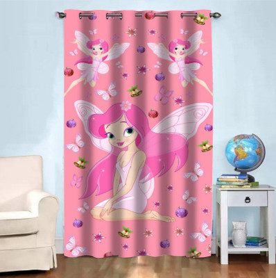 S4v 214 cm (7 ft) Door Polyester Room Darkening Curtain Single Curtain(Pink, Floral)