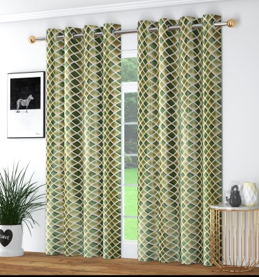 Impression Hut 152 cm (5 ft) Polyester Room Darkening Window Curtain (Pack Of 2)(Printed, Green)