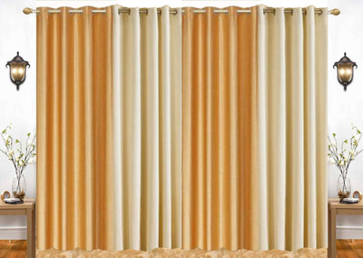 India Furnish 153 cm (5 ft) Polyester Semi Transparent Window Curtain (Pack Of 4)(Plain, Solid, Cream & Gold)