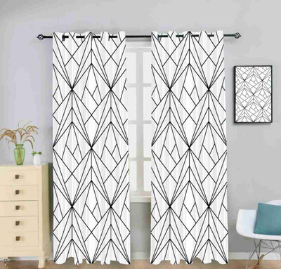 Shivay decor 274 cm (9 ft) Long Door Polyester Room Darkening Curtain Single Curtain(Black, Geometric)