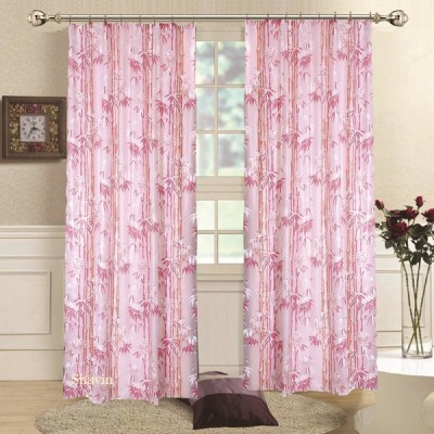 SHAVIN 274 cm (9 ft) PVC Semi Transparent Long Door Curtain (Pack Of 2)(Printed, Pink)