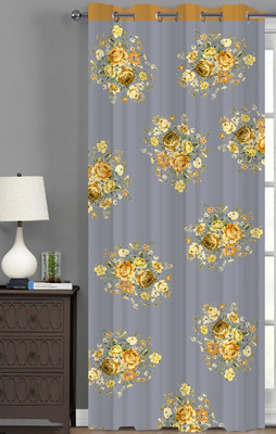 RISKY FAB 274 cm (9 ft) Long Door Polyester Room Darkening Curtain Single Curtain(Orange, Floral)