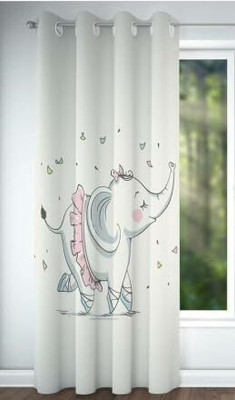 nobel fab 274 cm (9 ft) Long Door Polyester Room Darkening Curtain Single Curtain(White, Floral)