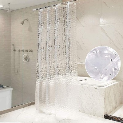 Casanest 214 cm (7 ft) PVC Semi Transparent Shower Curtain Single Curtain(Geometric, Translucent)