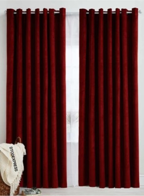 DTODEXPRESS 152.4 cm (5 ft) Polyester Room Darkening Window Curtain (Pack Of 2)(Plain, Maroon)