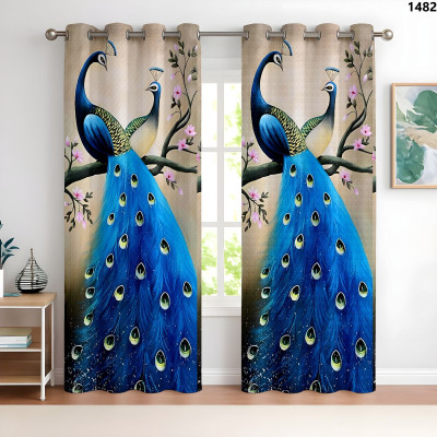Kuntifashion 213 cm (7 ft) Door Polyester Blackout Curtain (Pack Of 2)(Product color, 3D Printed)