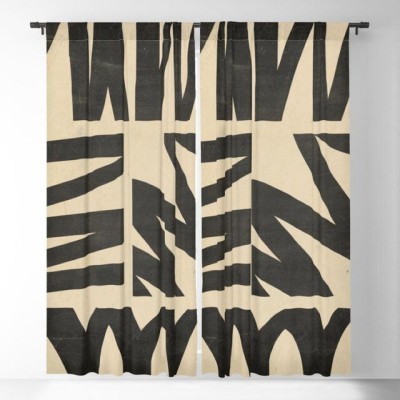 Tample Fab 154 cm (5 ft) Polyester Room Darkening Window Curtain (Pack Of 2)(Geometric, Black)
