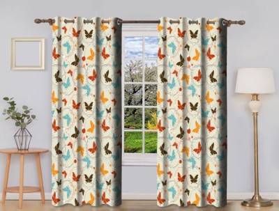 V21 154 cm (5 ft) Polyester Room Darkening Window Curtain (Pack Of 2)(Floral, Multicolor)