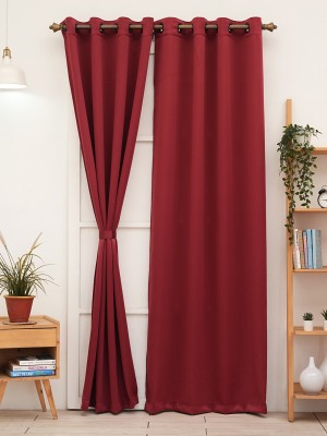 Ariana 152 cm (5 ft) Polyester Semi Transparent Window Curtain Single Curtain(Solid, Maroon)
