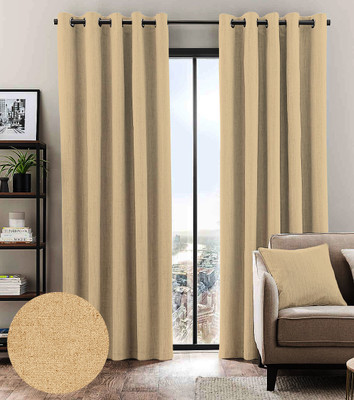 NEFERTITI HOME 274.32 cm (9 ft) Long Door Polyester Blackout Curtain (Pack Of 2)(Mustard, Solid)