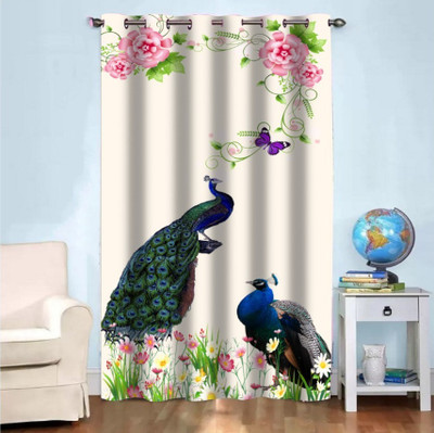 sai fashion 214 cm (7 ft) Door Polyester Room Darkening Curtain Single Curtain(Green, Floral)