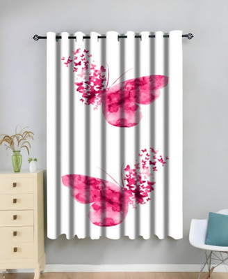 DD8 154 cm (5 ft) Window Polyester Room Darkening Curtain Single Curtain(Pink, Printed)