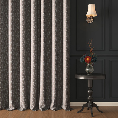 Story@home 275 cm (9 ft) Long Door Polyester Blackout Curtain Single Curtain(Grey, Printed)
