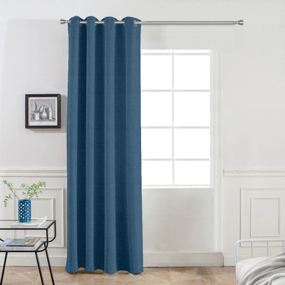 Divine Casa 214 cm (7 ft) Door Velvet Room Darkening Curtain Single Curtain(Deep Blue, Solid)