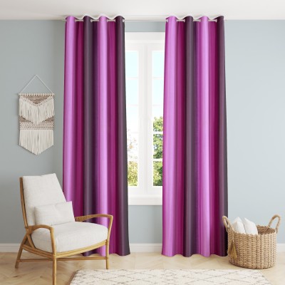 Galaxy Drape 213 cm (7 ft) Polyester Semi Transparent Door Curtain (Pack Of 2)(Plain, Purple)