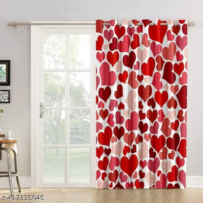 s23 154 cm (5 ft) Window Polyester Room Darkening Curtain Single Curtain(Red, Floral)