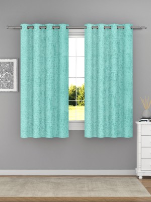 Raymond Home 152 cm (5 ft) Polyester Semi Transparent Window Curtain (Pack Of 2)(Abstract, TEAL)