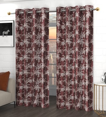 GOYTEX 243.84 cm (8 ft) Polyester Room Darkening Long Door Curtain (Pack Of 2)(Printed, Coffee)