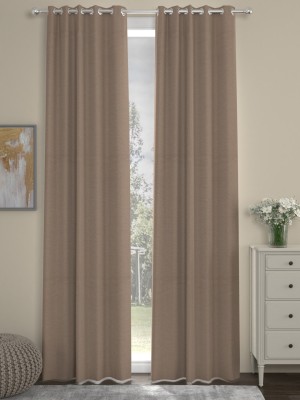 ROSARA HOME 275 cm (9 ft) Polyester Semi Transparent Long Door Curtain (Pack Of 2)(Solid, Taupe)
