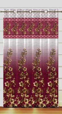 SJV 214 cm (7 ft) Polyester Room Darkening Door Curtain (Pack Of 2)(Floral, Maroon)