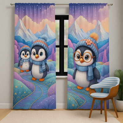 NatureFold 210 cm (7 ft) Window Polycotton Blackout Curtain Single Curtain(Multicolor, Cartoon)