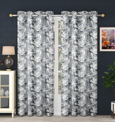Panipat Textile Hub 274 cm (9 ft) Long Door Polyester Blackout Curtain (Pack Of 2)(Multicolor-04, Printed)