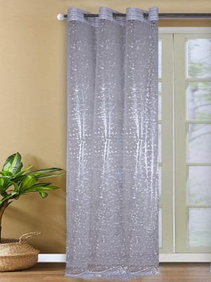 KUBER INDUSTRIES 244 cm (8 ft) PVC Transparent Door Curtain Single Curtain(Solid, Silver)