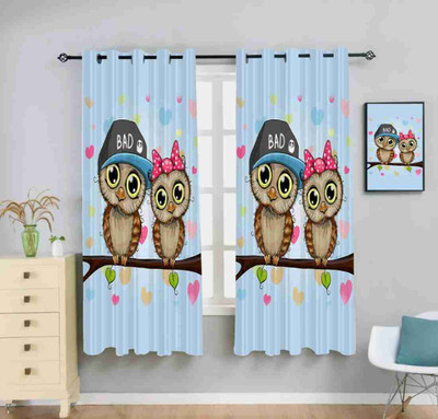 LHD 274 cm (9 ft) Long Door Polyester Room Darkening Curtain Single Curtain(Yellow, Animal)