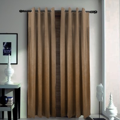 Dulhan Enterprises 213 cm (7 ft) Velvet Room Darkening Door Curtain (Pack Of 2)(Plain, Chocolate Brown)