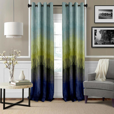 Casableu 274.32 cm (9 ft) Long Door Polyester Blackout Curtain (Pack Of 2)(Green, Printed)