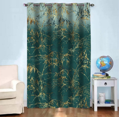 BEST FAB 154 cm (5 ft) Window Polyester Room Darkening Curtain Single Curtain(Yellow, Abstract)