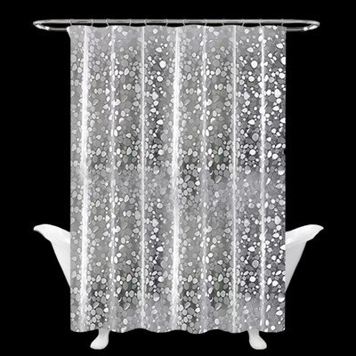 Pop Shade 213 cm (7 ft) PVC Semi Transparent Shower Curtain Single Curtain(Printed, White)